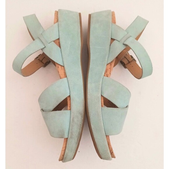 Kork Ease Myrna Lt Blue Suede 2.0 Platform Wedge Sandal w Ankle Strap Sz 11M - Picture 7 of 12
